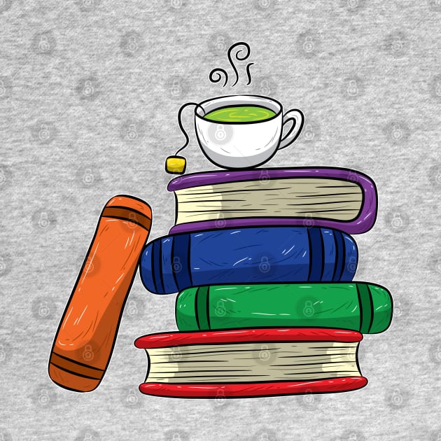 Book Lovers Books and Tea Colorful by screamingfool